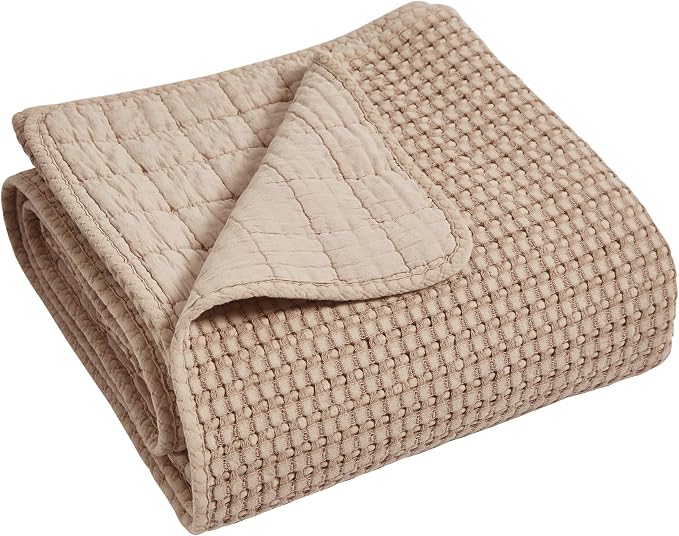 Levtex Home - Mills Waffle - Throw - Blush Cotton Waffle - Throw Size 50 x 60in.