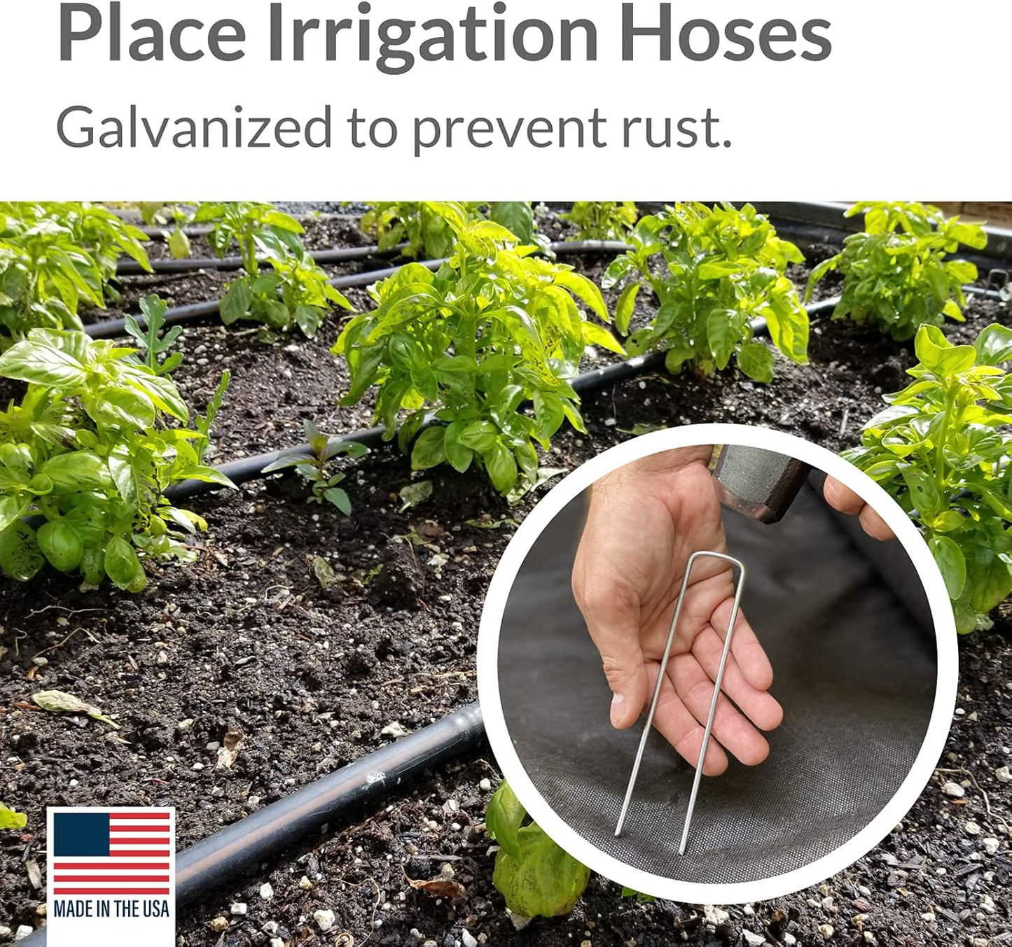 Pinnacle Mercantile USA Made 450 Pack Garden Landscape Staples Weed Barrier Fabric Stakes Galvanized 6 inch Pins Anti Rust Sod Staple 11 Gauge Steel