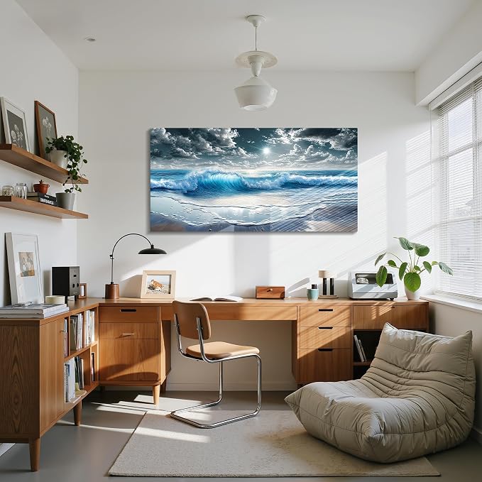 imjiayu Extra Large Wall Art, Beach Wall Decor, Ocean Wall Art for Living Room Bedroom Office Dining Room Home Decor, Coastal Landscape Canvas Paintings, Seascape Pictures Prints Artwork, 29" x 57"