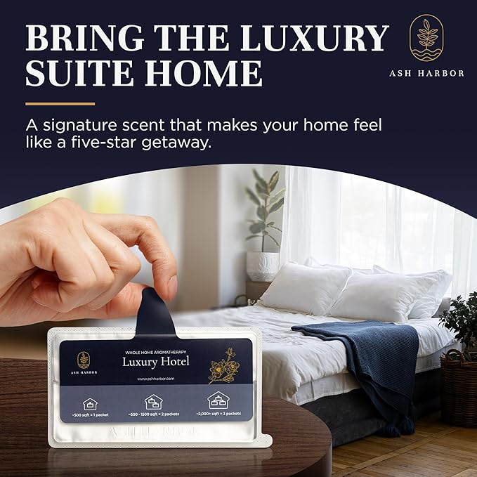 Ash Harbor Luxury Hotel Whole Home Air Freshener System - Whole House Air Freshener for HVAC Filter - Scented Filters for Home - HVAC Duct Odor Eliminator - Filter Fresh 6 Pack