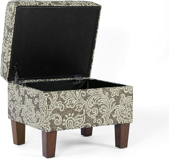 HomePop 22" Modern Rectangular Storage Ottoman - Brown Jacobean Print