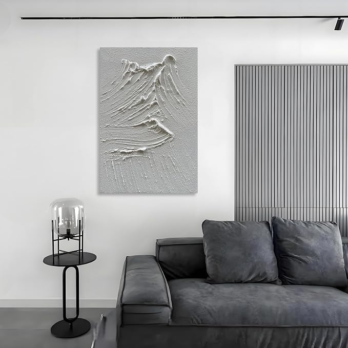 Hand-Painted Canvas Wall Art White Texture Abstract Oil Painting Minimalist Art Painting Bedroom Dining Room Living Room Office Wall Decoration 36x24 inches