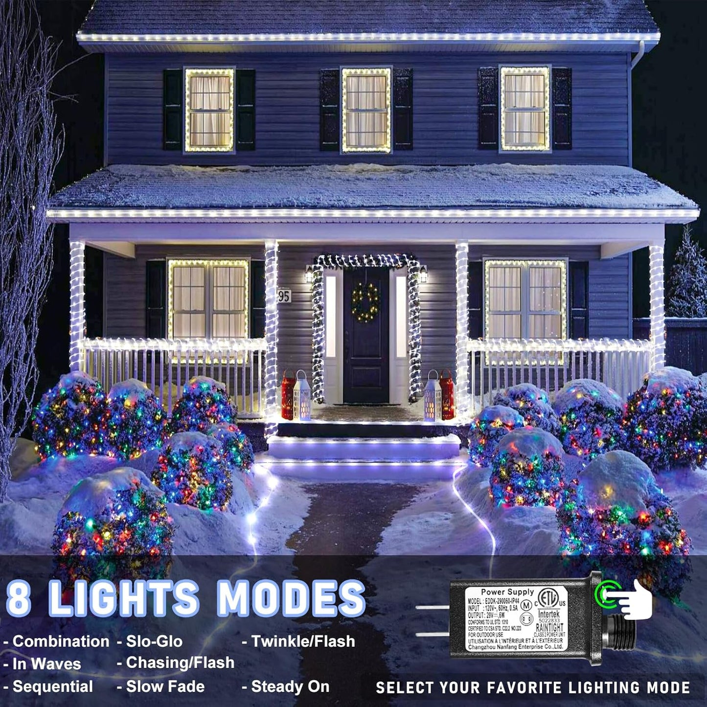 66FT 200 LED Rope Lights for Outside, White Christmas Lights Outdoor Waterproof, 8 Modes Connectable Clear Tube Lights for Indoor Garden, Backyard, Patio, Deck, Pool, Tree Decorations