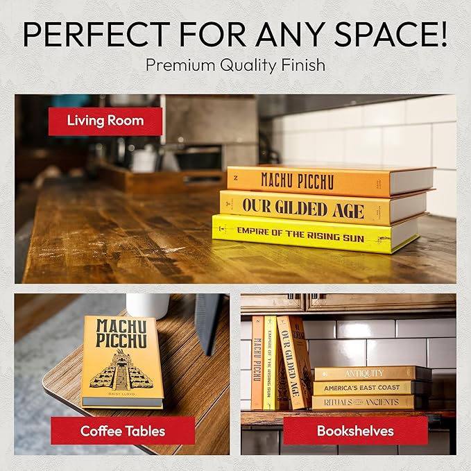 Decorative Books | Yellow 10 Book Set with 3 Sizes | Preassembled with Hidden Storage | Perfectly Stackable for Easy Home Staging | Book Decor to Elevate Your Space | Home Decor Made Simple!
