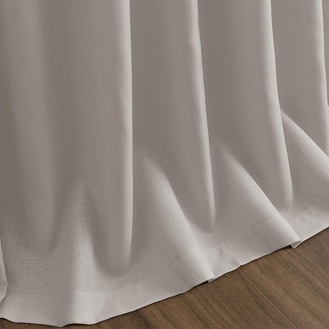 Stone Grey Linen Curtains 120 Inches Long for Living Room Simple Modern Light Filtering Semi Sheer Curtain Back Tab Neutral Luxury Extra Long Floor to Ceiling High Window for Bedroom 52x120, 2 Panels