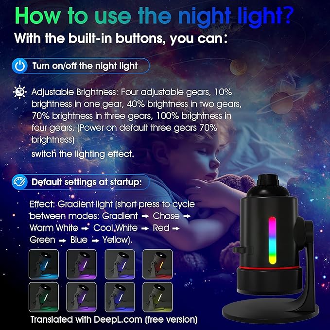 Galaxy Projector，Upgraded HD Star Projector Lens, 10 Realistic Nebula Scenarios Room Lights，Timer off Controls&8-Color Night Light，Super Wide Ceiling Coverage for Bedrooms Home Theaters Kids Rooms