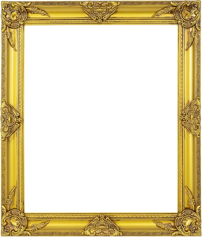 ArtXO Ornate Wooden Gold Picture frames,18x24 Picture Frame Wood for Photo Frame,Canvas Frames,Art Panels Frame,Paintings,Artwork,Corner Ornaments Gold Frames,18x24 Frame without Acrylic Glass and Backing
