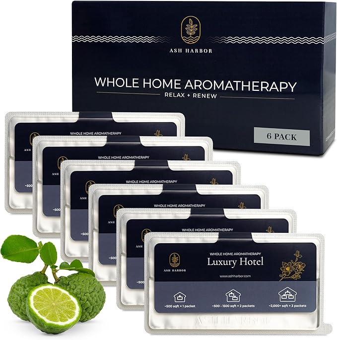 Ash Harbor Luxury Hotel Whole Home Air Freshener System - Whole House Air Freshener for HVAC Filter - Scented Filters for Home - HVAC Duct Odor Eliminator - Filter Fresh 6 Pack