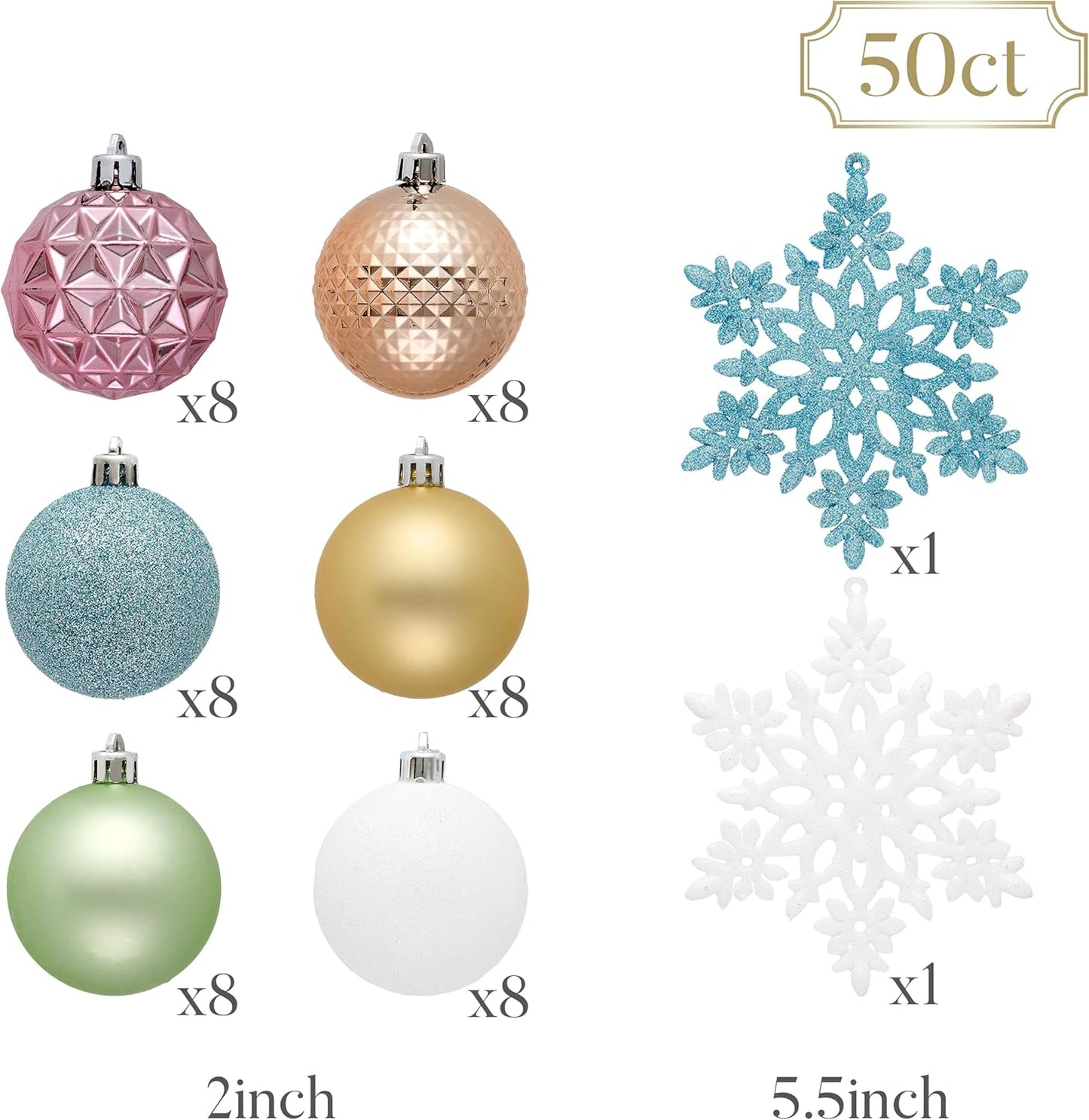 Valery Madelyn Christmas Tree Decorations Ornament Set for Fall Halloween, 50ct 2 Inches Pastel Colorful Shatterproof Christmas Ball Ornaments Hanging Xmas Holiday Party Decor