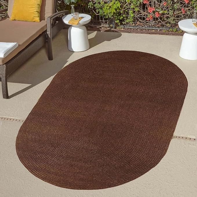 Superior Indoor/Outdoor Area Rug, Reversible Braided Floor Decor for Living Room, Kitchen, Patio, Front Porch, Modern Boho Farmhouse Rugs, Hardwood, Bedroom Accessories, 6' x 9', Cocoa