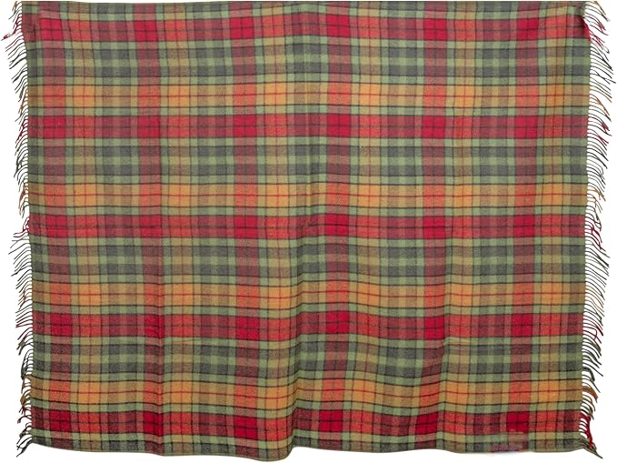 Briomhar Tartan Throw Blanket Plaid - Scottish Wool Blanket, Thick Warm Throw with Fringed Edges 60 x 70 inches (Buchanan Autumn)