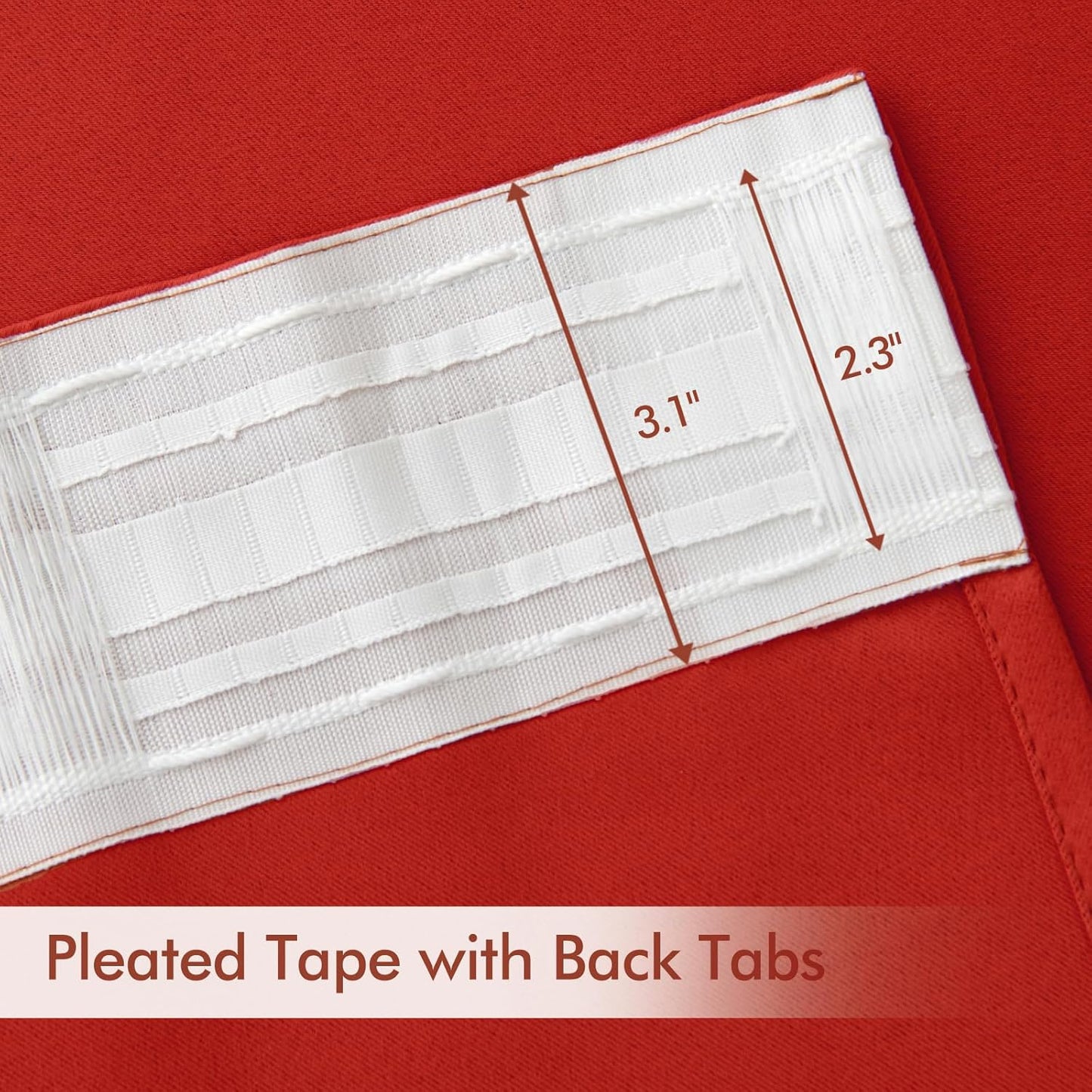 MIULEE Red Back Tab Blackout Curtains 84 Inch Length 2 Panels Set for Living Room Bedroom Privacy, Rod Pocket/Pinch Pleat Thermal Insulated Room Darkening Pleated Light Blocking Drapes