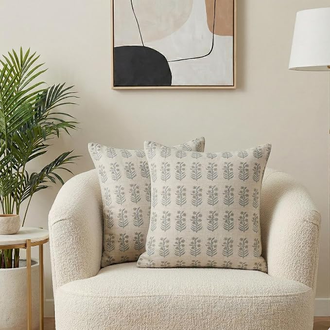 Linen Throw Pillow Covers 20x20 inch Soft Green Spring Decorative Pillow Covers for Living Room, Bedroom