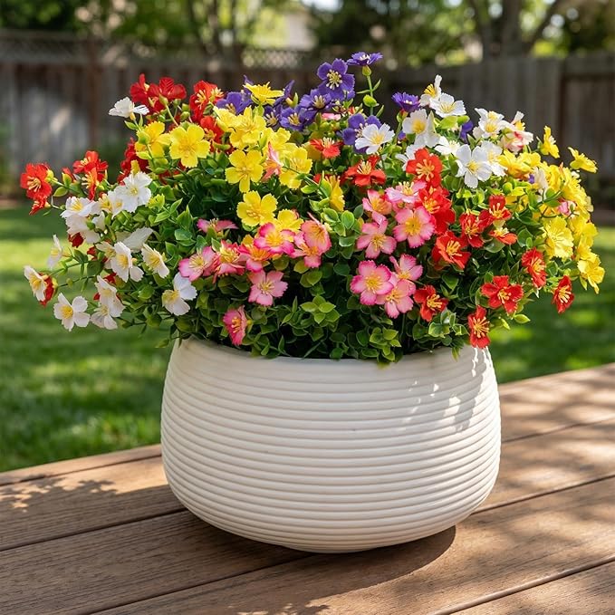 trytuny Artificial Flowers for Outdoor, UV Resistant Realistic Fake Flowers and Faux Plants for Indoor Outdoor, Garden Patio Porch Window Box Decor All Year