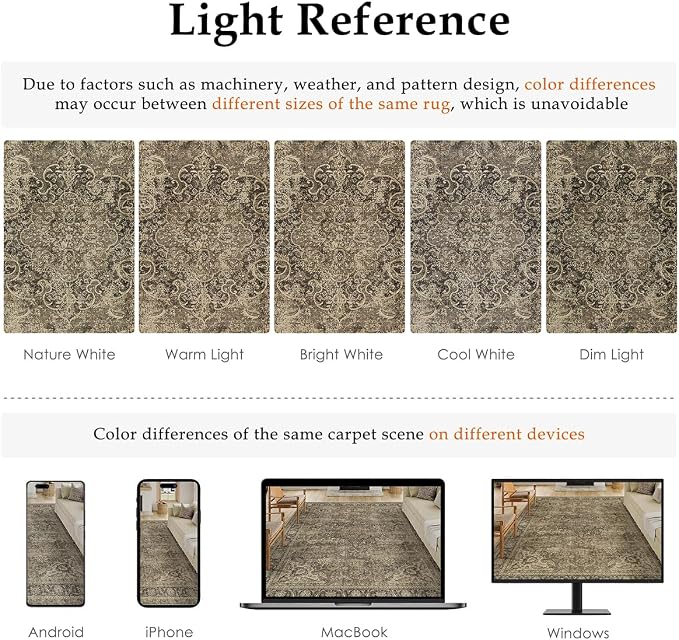 12x15 Washable Area Rug Brown Vintage Non Slip Soft Low Pile Rug for Living Room Bedroom Dining Room Office Distressed Oriental Indoor Extra Large Throw Carpet for Home Decor