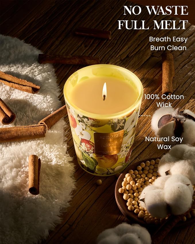 M&SENSE Apple Crumble Soy Candle, 14.1oz, Autumn Baking Thanksgiving Gifts | 60H Long Burn, Non-Toxic, Host Gift, Cozy Kitchen, Stress Relief, Relaxation, Harvest Home Fragrance