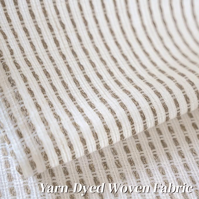 DriftAway 3D Chenille Striped Curtains 96 Inches Long Tweed Linen Textured Light Filtering Woven Embroidered Luxury Soft Drapes for Living Room Bedroom Grommet Privacy 2 Panels W52 x L96 Coffee