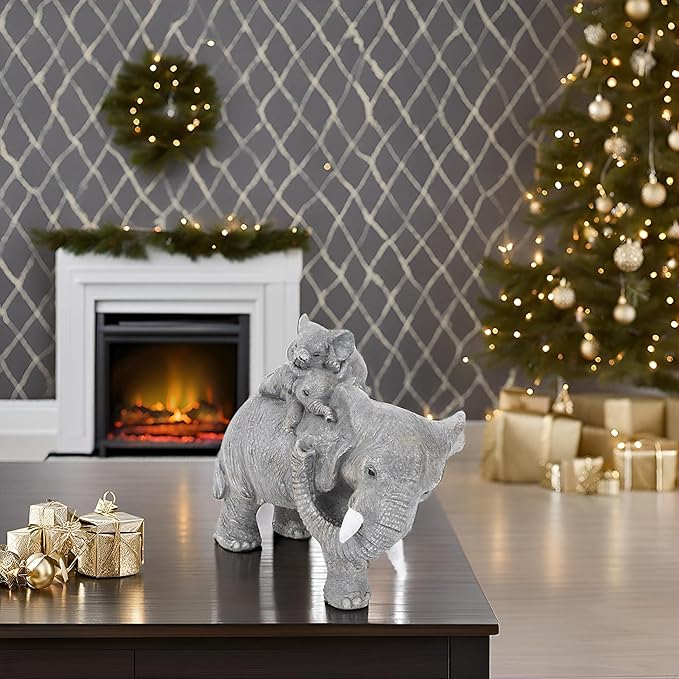 Good Luck Decorations Elephant Gifts for Women,Unique Figurines Decor for The Home, Room,Bathroom,Bedroom,Classroom Shelf Décor (Gray)