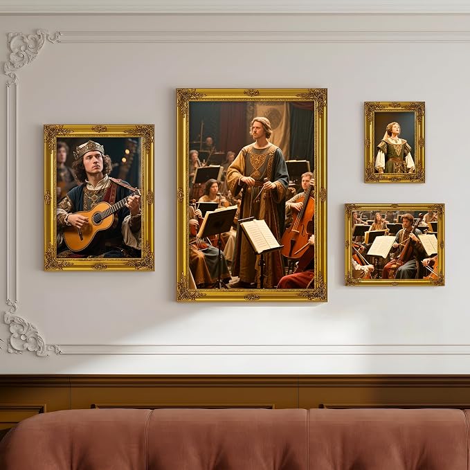 ArtXO Gold 12x16 Picture Frames: Wooden Wall Frames for 12 by 16 Photo Display, Vintage Picture Frames, Ornate Photo Frames 16x12 without Glass and Back