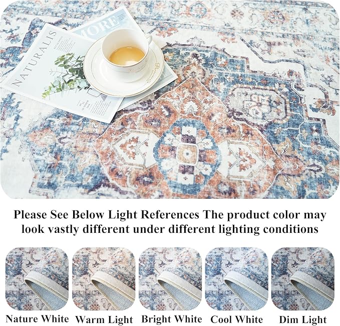 4x10 Washable Hallway Runner Rug: Oriental Living Room Entry Extra Wide Area Rug Ultra Soft Non Slip Runners for Kitchen Dining Room Stain Resistant Low Pile Floor Mat for Bathroom Bedroom(Brick,4x10)