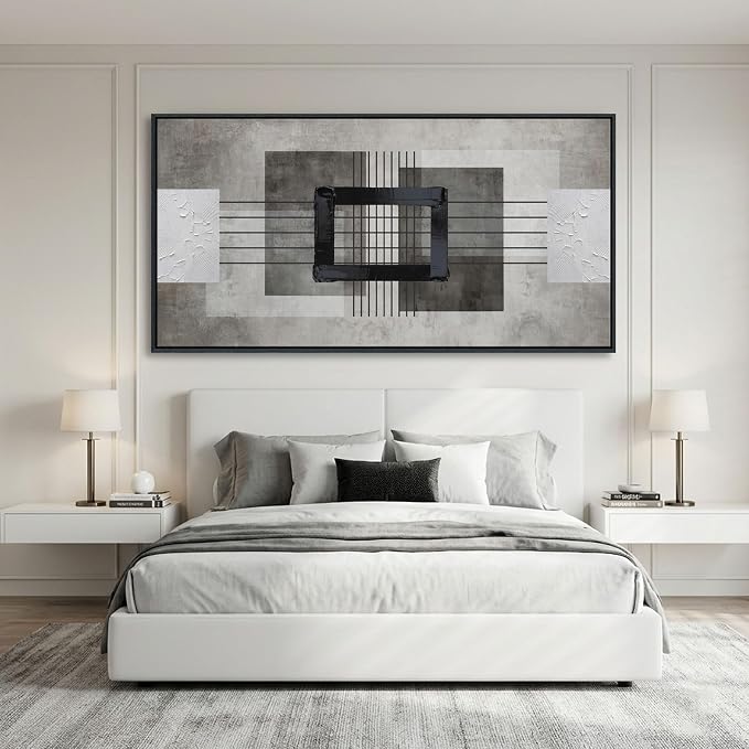 Large Abstract Canvas Wall Art for Living Room - Modern Neutral Beige & Gray Framed Artwork, Minimalist Textured Wall Paintings for Bedroom Decor, Sophisticated Gallery Pictures 29×58IN