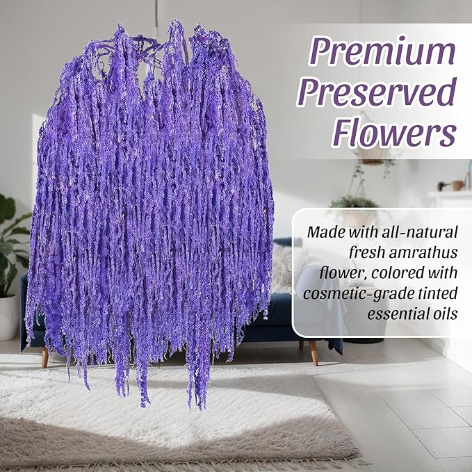 Suncalla 12 Pcs Purple Spring Natural Dried Amaranthus Hanging Flowers Amaranthus Artificial Flowers for Wedding Arch Bouquet Floral Garland Wall Home Decoration (23 Inch)