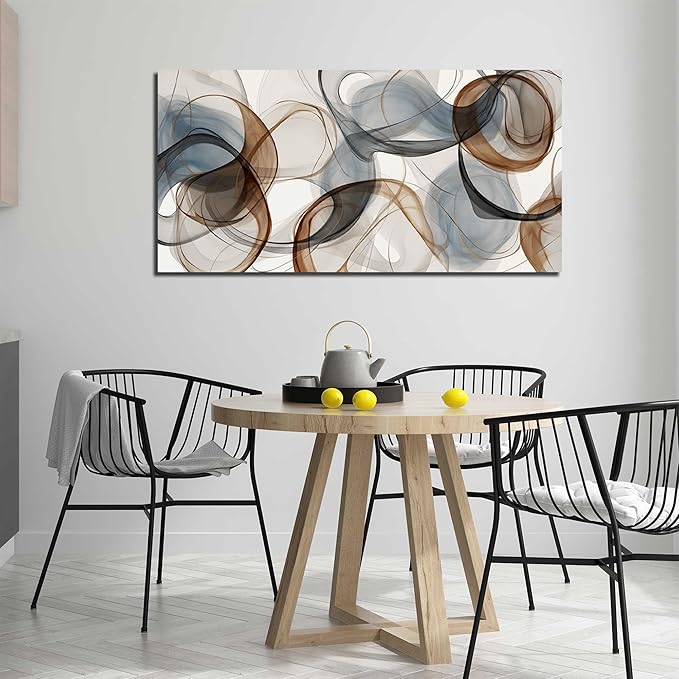 AOZEMI Large Abstract Canvas Wall Art Brown Wall Decor Light Blue Pictures Art Print Modern Artwork for Bedroom Bathroom Living Room Office 24"x 48"