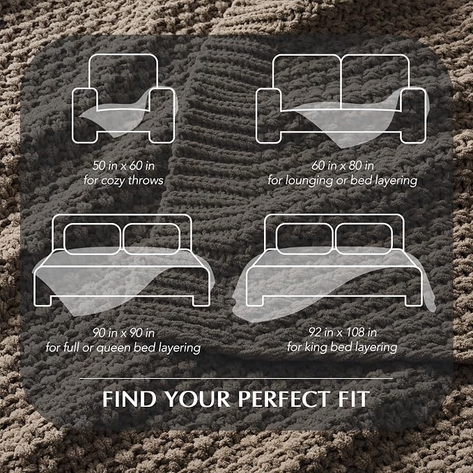EVERGRACEHOME Chunky Chenille Knit Throw Blanket for Couch, Soft Luxurious Oversized King Moss Stitch Blanket for Bed, Large Cozy Farmhouse Knitted Throw for Sofa, Mocha Brown, 92" x 108"