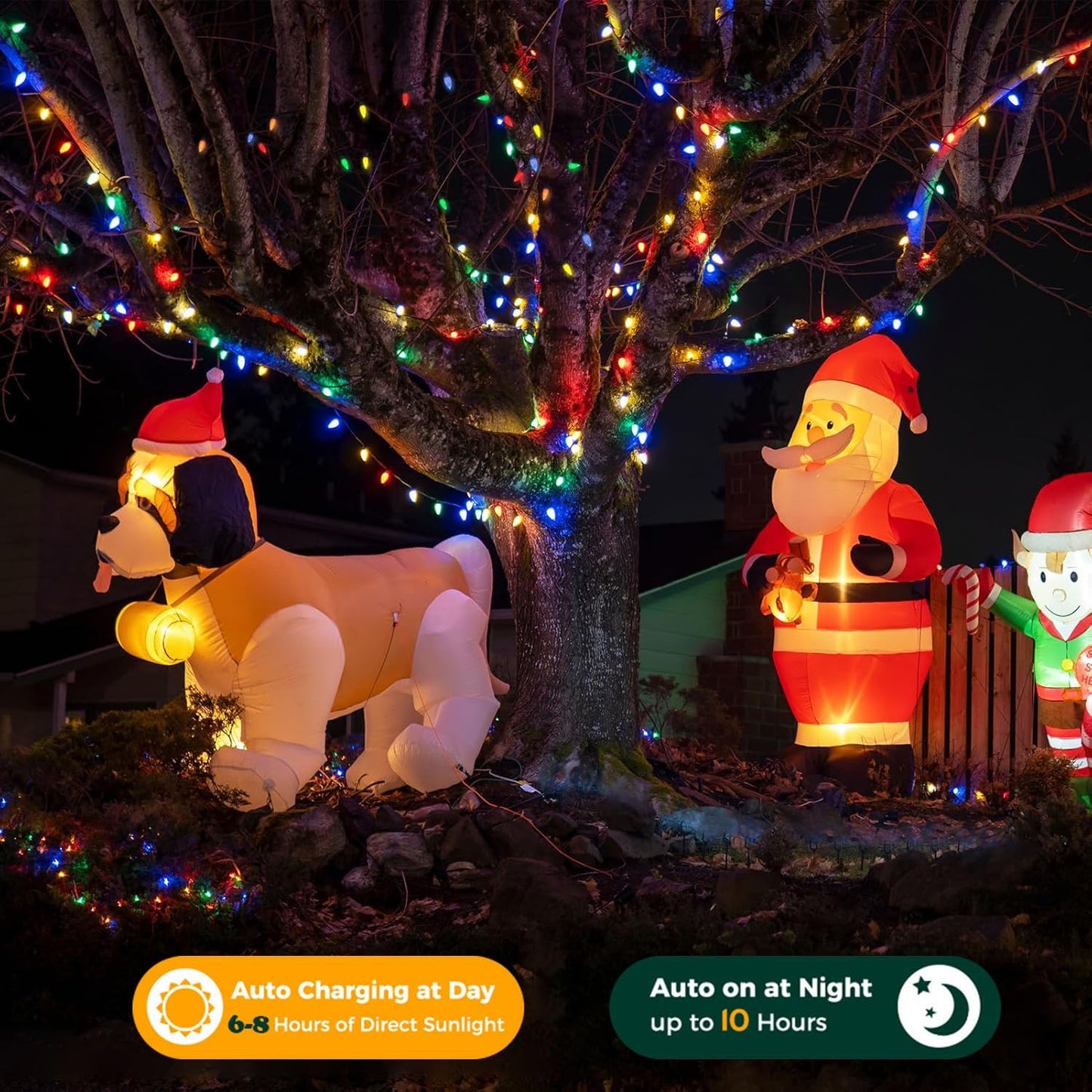 HUGSVIK 39Ft 100 LED Solar Christmas Lights Outdoor, 8 Modes C6 Strawberry Lights, Waterproof Outdoor Christmas String Lights for Xmas Tree, Holiday, Garden, Patio, Arbor Decor