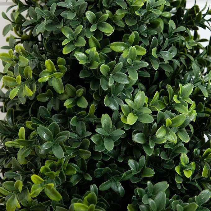 Nearly Natural 2.5 ft Artificial Boxwood Plants, Set of 2, UV Resistant with Integrated Ground Stakes for Indoor Outdoor Garden Decor