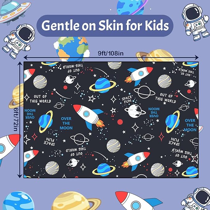 Space Rug 6x9 Feet, Solar System Kids Rugs for Playroom, Non-Slip Outer Space Planet Area Carpet for Boys Bedroom, Blue Galaxy Themed Floor Mat, Large Educational Nursery Decor