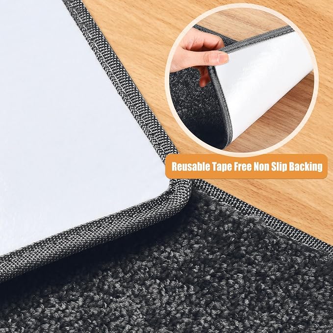 PURE ERA Carpet Stair Treads Tape Free Non Slip Indoor Stair Carpet Stair Protectors Pet-Friendly Non-Slip Skid Resistant Washable Reusable 8" x 30"(7 Pieces,Black)