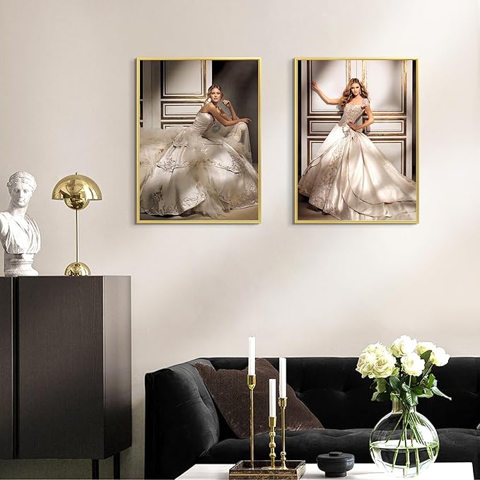 upsimples 18x24 Picture Frame Gold 3 Pack, Scratch-Proof Poster Frames 18 x 24 for Photo Gallery - Slide-In Strips, Horizontal or Vertical Wall Mounting