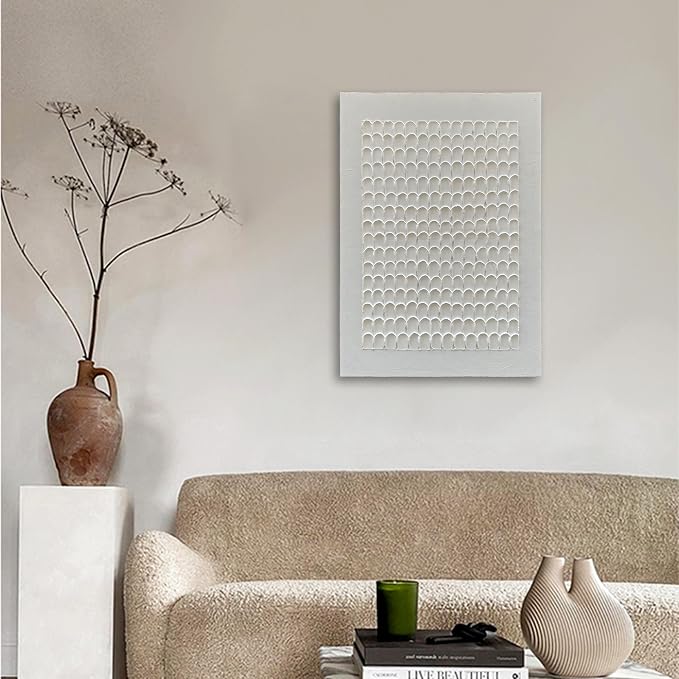 NANKAI Art Hand-Painted 40x28 inch White Texture Abstract Art Painting Modern Minimalist Oil Painting, Home Wall Decoration