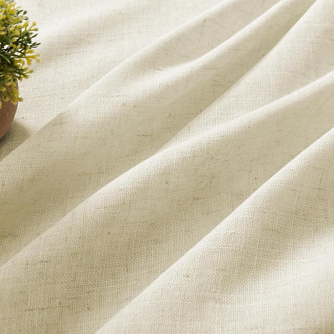 Joydeco Linen Curtains 96 Inch Length 2 Panel Sets,Light Filtering Curtains for Bedroom 37 Inch Wide Living Room Drapes with Back Tabs & Rod Pockets (W37 x L96 Inch, Linen)