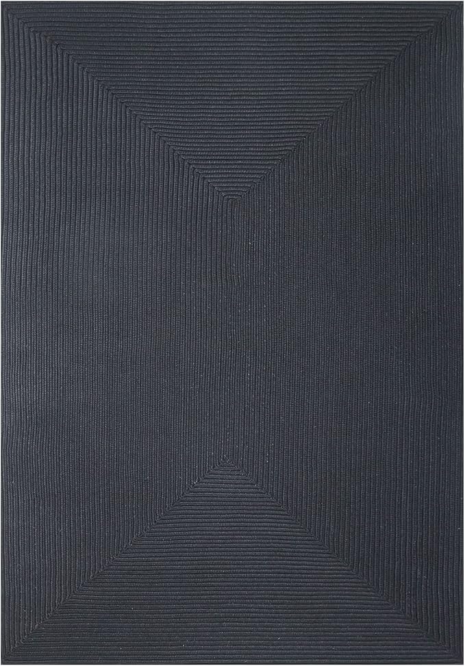 Superior Indoor/ Outdoor Large Area Rug, Reversible Braided Home Floor Decor for Living Room, Kitchen, Entryway, Patio, Front Porch, Deck, Modern, Boho, Farmhouse Style, 3' x 5', Black