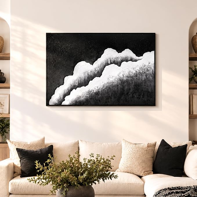 CCPEAR Ocean Wave Abstract Wall Art 32x48 Inch, Large Wall Art with Frame for Living Room Bedroom Office Modern Coastal Wall Decor Artwork Decoration