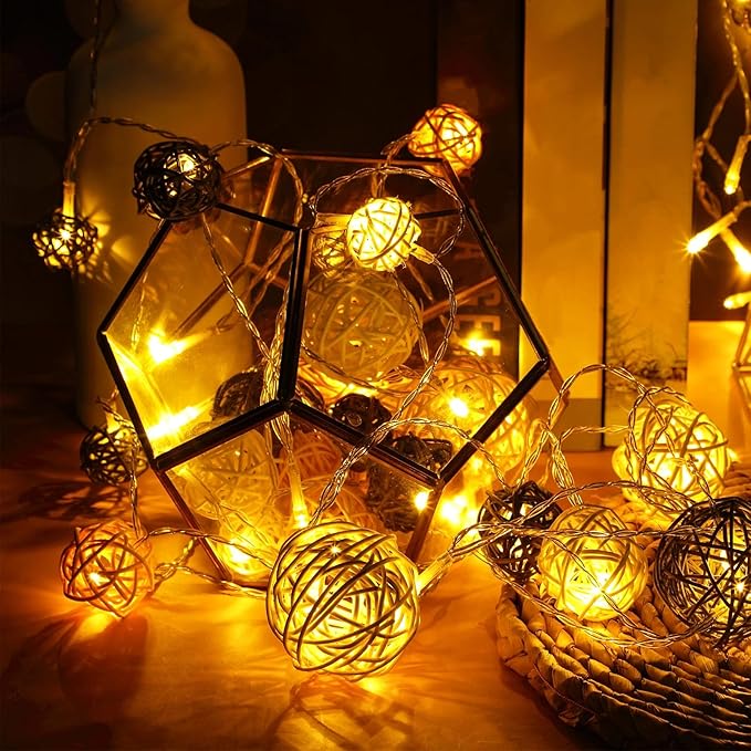 Patelai 36 Pcs Wicker Rattan Balls Decorative Balls for Vase Centerpiece Bowls Orbs Filler for Home Decor,4 Sizes(White, Wood Color, Light Tan, Coffee)