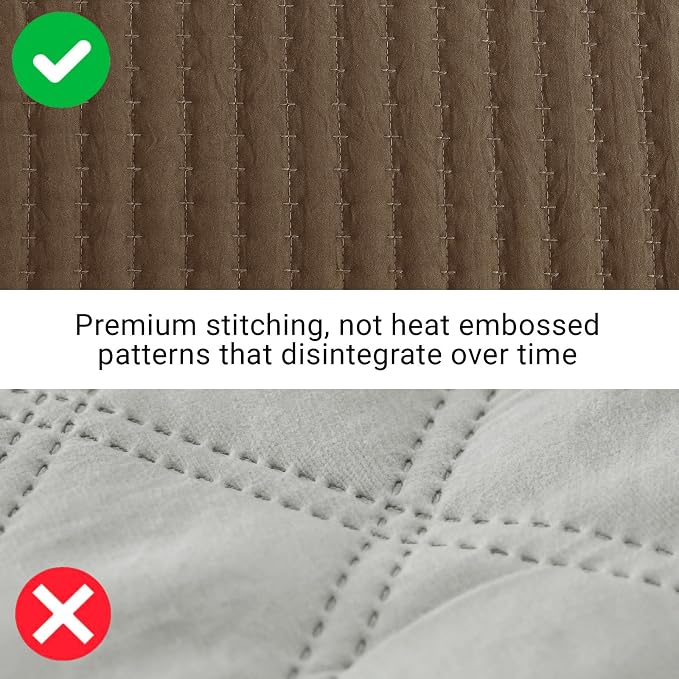 WRENSONGE Chocolate Brown King Size Quilt Bedding Sets-3 Pieces Lightweight Bedspreads with 2 Pillow Shams for All Season Suitable for Bed, Couch, Quilt Blanket