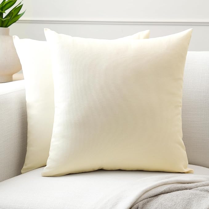 Encasa XO Throw Pillow Covers 26x26 in Set of 2 Natural | No Inserts | Cotton Pillow Covers for Living Room, Bed, Sofa, Couch | Decorative Cushion Covers with Improved Zipper
