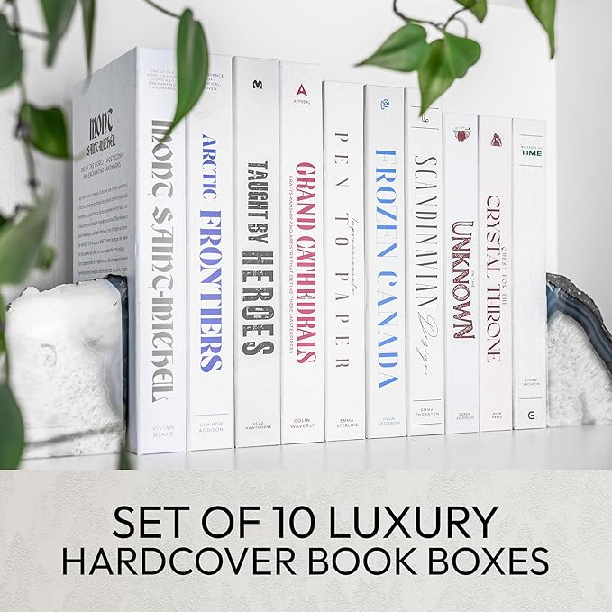 Decorative Books | White 10 Book Set with 3 Sizes | Preassembled with Hidden Storage | Perfectly Stackable for Easy Home Staging | Book Decor to Elevate Your Space | Home Decor Made Simple!