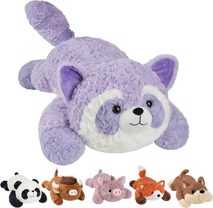 GILFWM 27" 5 Lbs Weighted Stuffed Animals Raccoon, Heatable and Coolable Weighted Plush with Microwavable Heating Pad,Removable Soft Washable Cute Plushie Pillow Toy Gifts for Adults and Kids