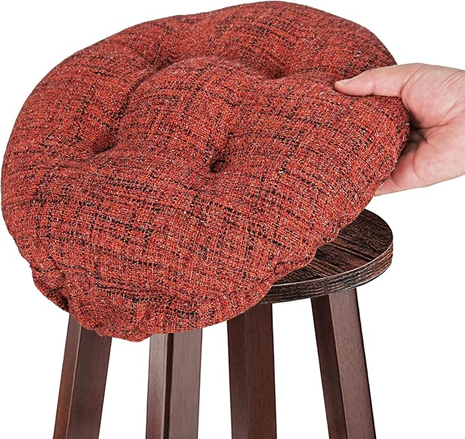 SINOSSO Modern Bar Stool Cushion Dia.14, Fashion Interweaving Design Anti-Skid Silicone Round Stool Seat Cushion Cover Padded (Red, L,1)