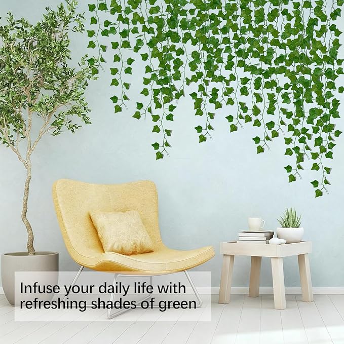 100 Pack 750 Feet Fake Vines for Room Decor Artificial lvy Greenery Garland Vine Leaves, Leaf Plants Flowers Foliage for Bedroom,Garden Wall. Decor Indoor Outdoor