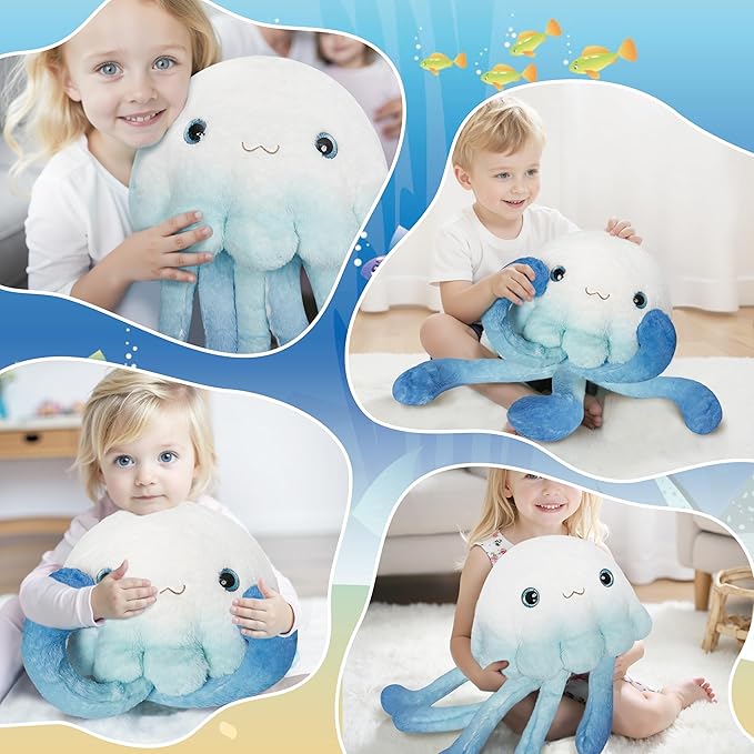 Niuniu Daddy 23" | 3.3 Pound Weighted Jellyfish Plush for Kids Adults, Cute Jellyfish Weighted Stuffed Animals, Chubby Body Pillow Plush Animal Toys for Sleeping for Present Birthday Christmas Holiday