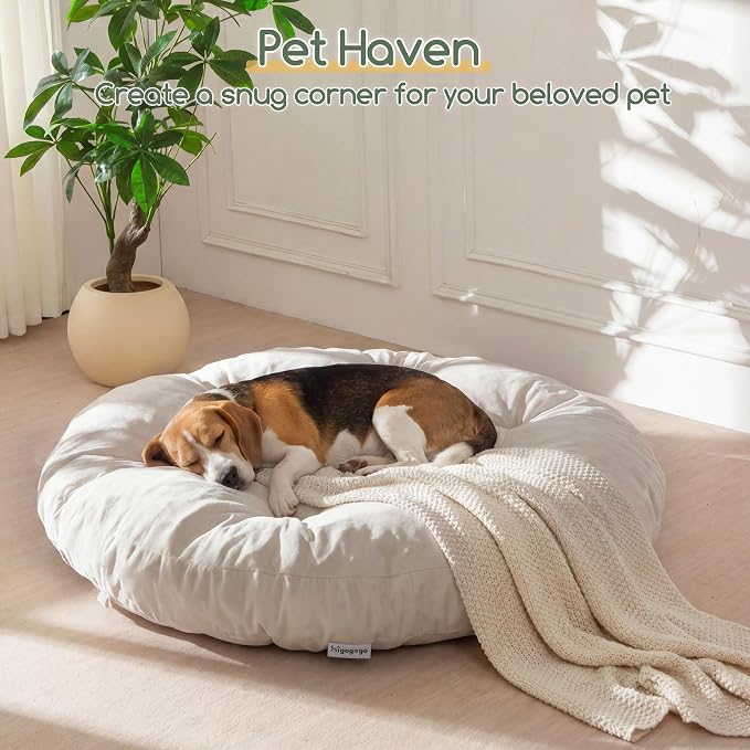 HIGOGOGO Papasan Chair Cushion with Chenille Cover (Without Chair), Soft Supportive Cushion, Beige, 48 x 48 Inch