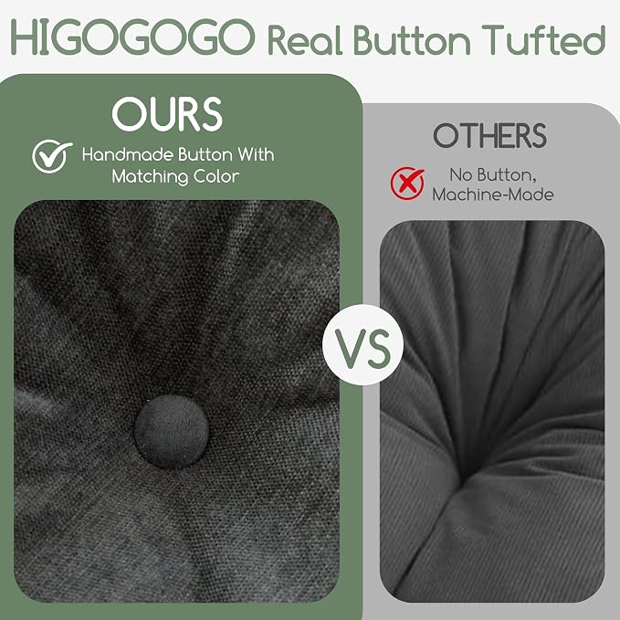 HIGOGOGO Papasan Chair Cushion with Chenille Cover (Without Chair), Soft Supportive Cushion, Dark Grey, 48 x 48 Inch