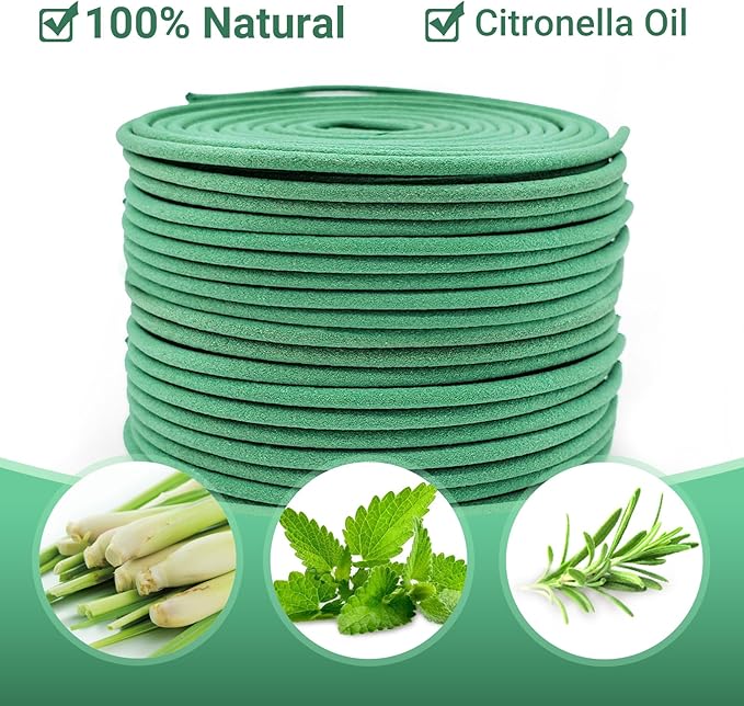 Citronella Incense coils, Made from Natural Plants, Suitable for Outdoors, Indoors, by the Pool, in the Yard, 48 coils and Coil Holders.