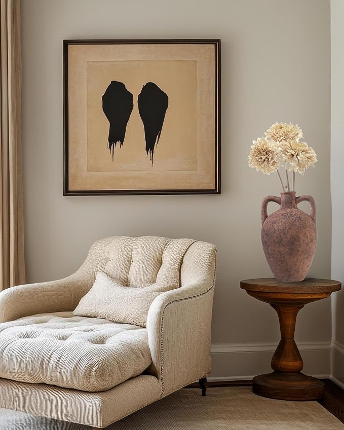 UPWOIGH 11.8in Terracotta Vase with Handles | Rustic Brown Finish, Distressed Ceramic Texture, Amphora Style, Pampas Grass Display, Mediterranean Farmhouse Décor