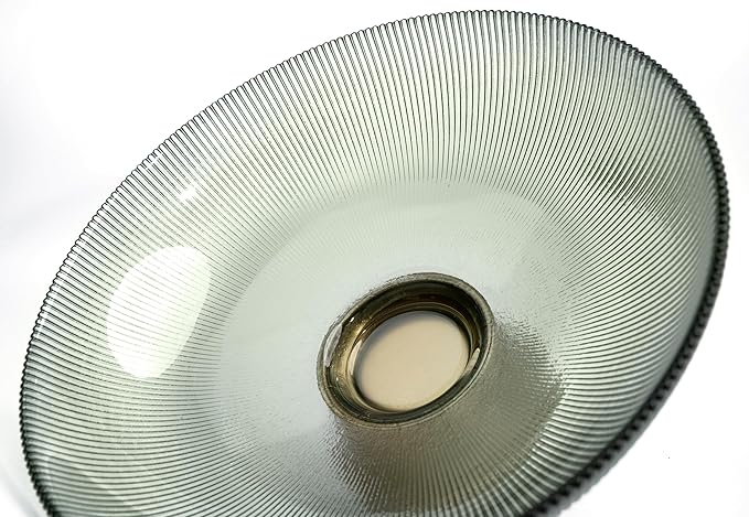Round Glass Decorative Bowl (Green), 9.8 Inches Handblown Striped Design Glass Bowl with Rust Resistant Metal Base,Decor Fruit Bowl for Home Decor,Table Centerpiece,Kitchen Island and Dining Decor